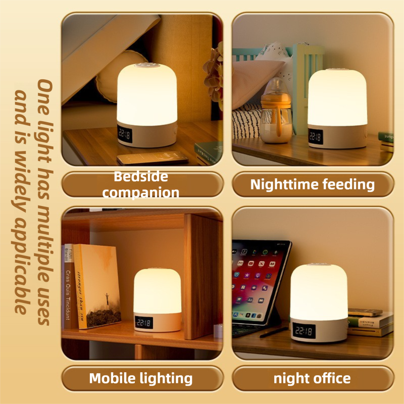 Smart Digital Clock Night Light - Touch Dimmable Bedside Lamp & Sleep Aid for Nursery, Feeding & Bedroom V888-ELOSUNG45377