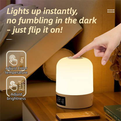 Smart Digital Clock Night Light - Remote Dimmable Bedside Lamp & Sleep Aid for Nursery, Feeding & Bedroom V888-ELOSUNG45378
