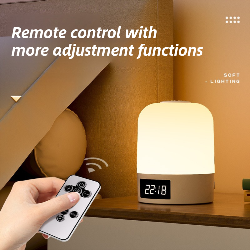 Smart Digital Clock Night Light - Remote Dimmable Bedside Lamp & Sleep Aid for Nursery, Feeding & Bedroom V888-ELOSUNG45378