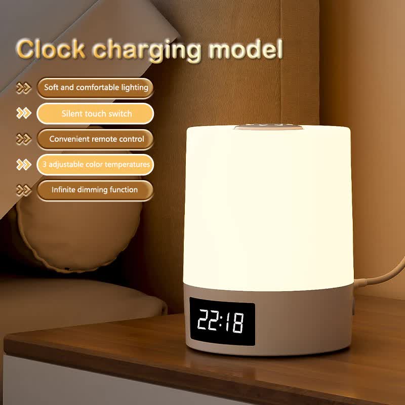 Smart Digital Clock Night Light - Touch Dimmable Bedside Lamp & Sleep Aid for Nursery, Feeding & Bedroom V888-ELOSUNG45379