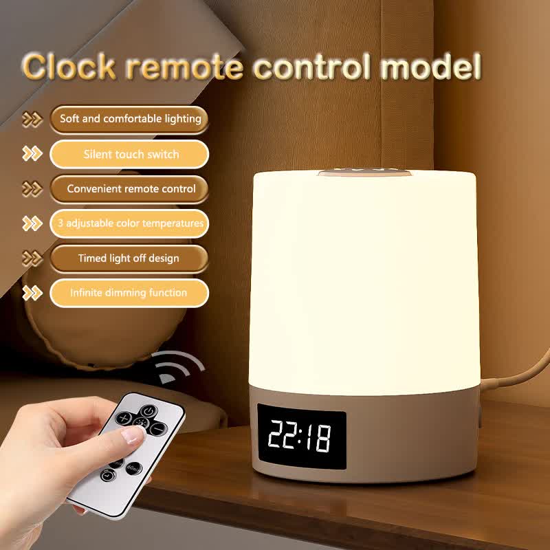 Smart Digital Clock Night Light - Remote Dimmable Bedside Lamp & Sleep Aid for Nursery, Feeding & Bedroom V888-ELOSUNG45380