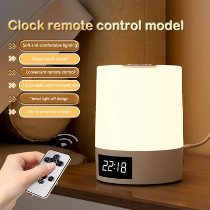 Smart Digital Clock Night Light - Remote Dimmable Bedside Lamp & Sleep Aid for Nursery, Feeding & Bedroom V888-ELOSUNG45380