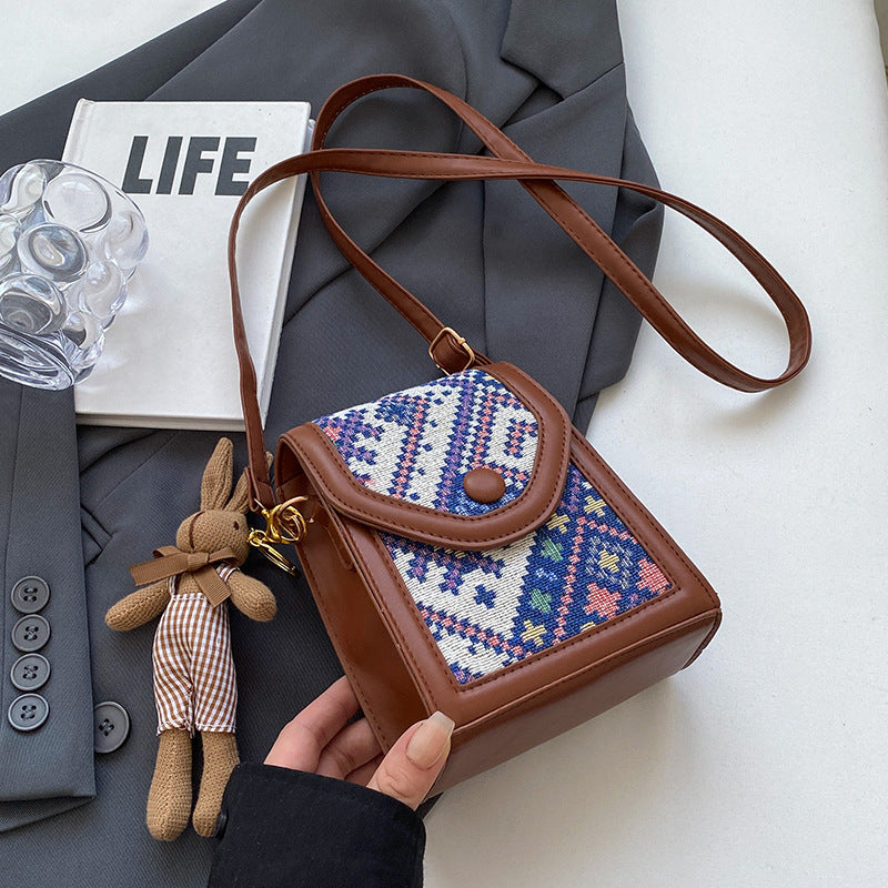 Blue Boho-Chic PU Leather Crossbody Phone Purse with Cute Rabbit Pendant - Stylish Multi-Functional Compact V888-ELOSUNG45383