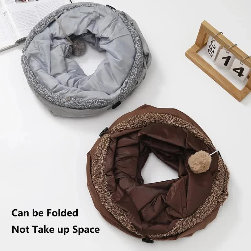 30X67CM Grey Durable Suede Foldable Cat Tunnel - Interactive Multi-Sensory Play Tube with Crinkle Paper & V888-ELOSUNG45384