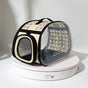 Beige Foldable Breathable Pet Carrier with Panoramic Window & Strap - EVA & Lychee Leather Crossbody Travel V888-ELOSUNG45415