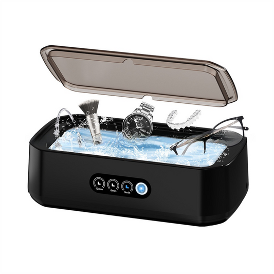 X81 Black Ultrasonic Jewelry & Eyeglass Deep Cleaner with Cloth - Touch Control & 3-Level Intelligent Timers V888-ELOSUNG45419