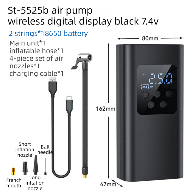 Wireless Rechargeable Tire Inflator with 4 Inflation Modes & 5 Inflatable Parts - Real-Time LCD Precision V888-ELOSUNG45427