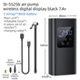 Wireless Rechargeable Tire Inflator with 4 Inflation Modes & 5 Inflatable Parts - Real-Time LCD Precision V888-ELOSUNG45427