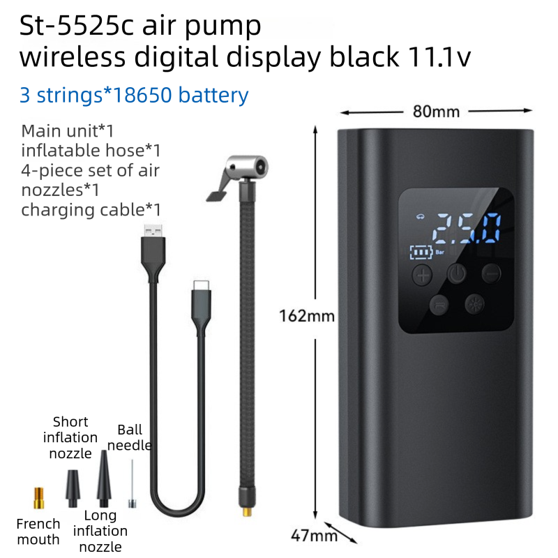 Wireless Rechargeable Tire Inflator with 4 Inflation Modes & 5 Inflatable Parts - Real-Time LCD Precision V888-ELOSUNG45428