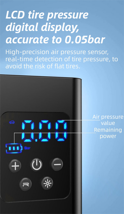 Wireless Rechargeable Tire Inflator with 4 Inflation Modes & 5 Inflatable Parts - Real-Time LCD Precision V888-ELOSUNG45428