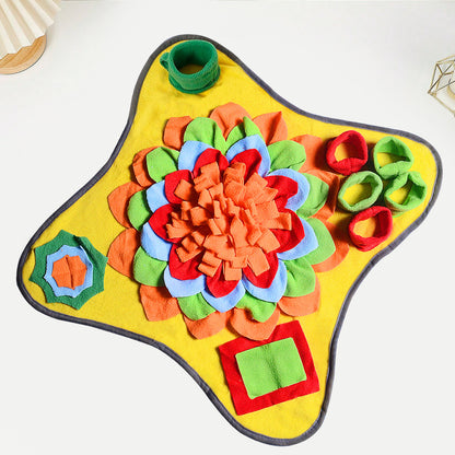 Yellow 48x48CM Durable Felt Cloth Pet Puzzle Sniffing Mat - Mental Stimulation & Slow Feeding Pad V888-ELOSUNG45439