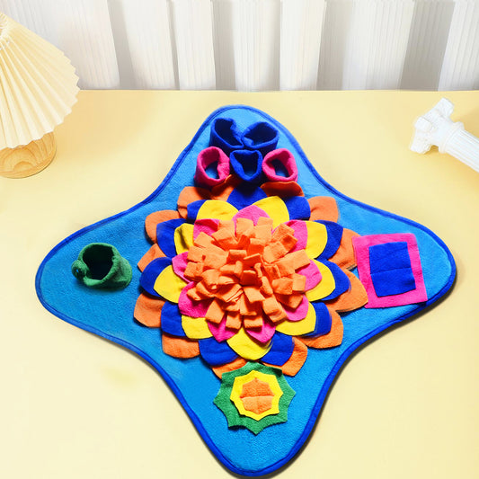Blue 48x48CM Durable Felt Cloth Pet Puzzle Sniffing Mat - Mental Stimulation & Slow Feeding Pad V888-ELOSUNG45440