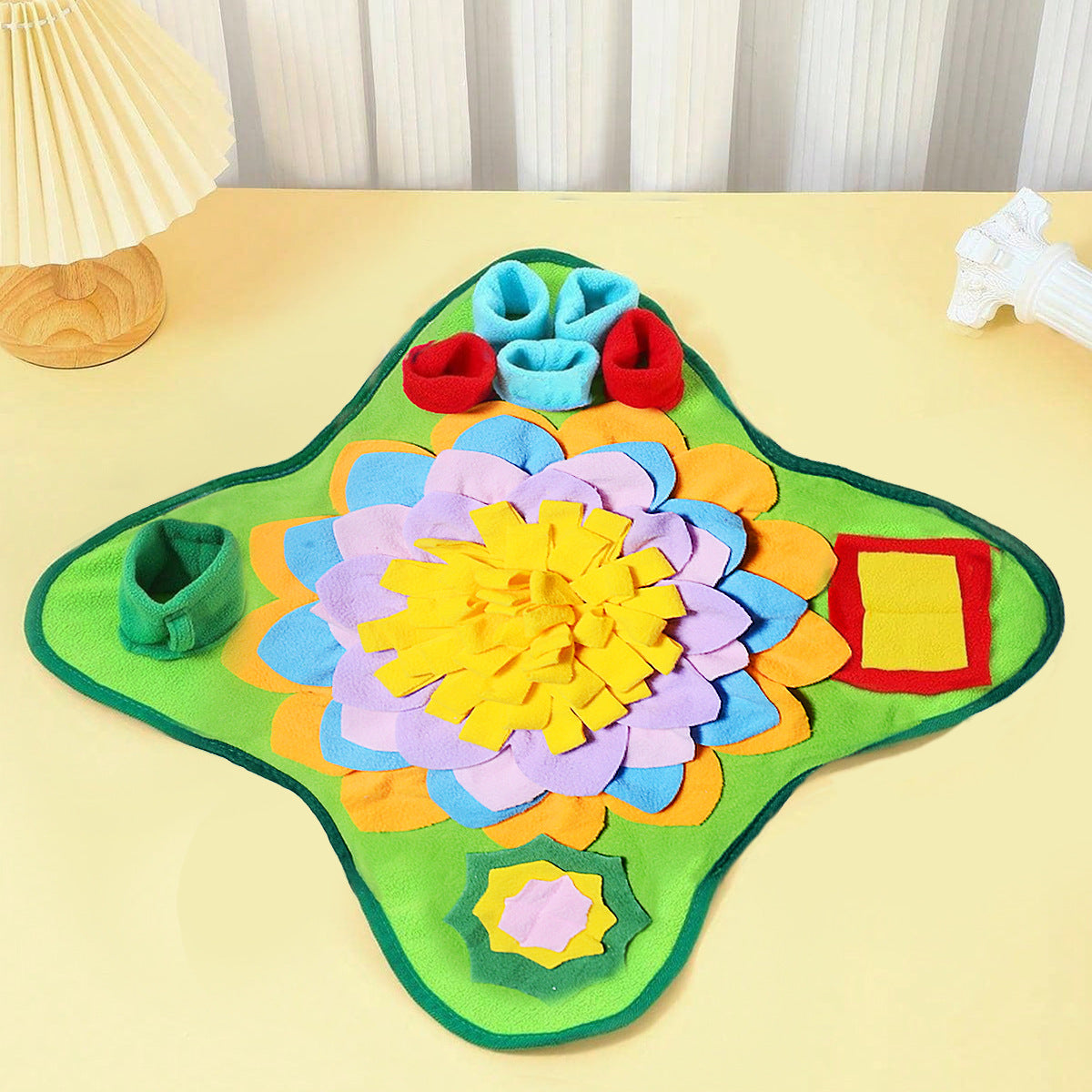 Green 48x48CM Durable Felt Cloth Pet Puzzle Sniffing Mat - Mental Stimulation & Slow Feeding Pad V888-ELOSUNG45441