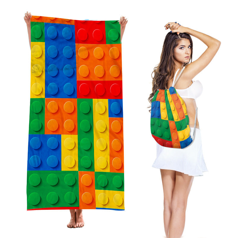2-in-1 Integrated Quick-Dry Beach Towel Backpack(Style 2) - Foldable Microfiber Sand-Free Towel (Unfolded V888-ELOSUNG45443