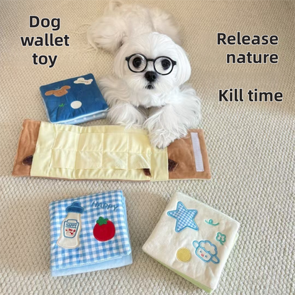 Soft Plush Interactive Sniffing Wallet with Hidden Treat Pockets (Style 4) - Squeaky Enrichment & Boredom V888-ELOSUNG45451