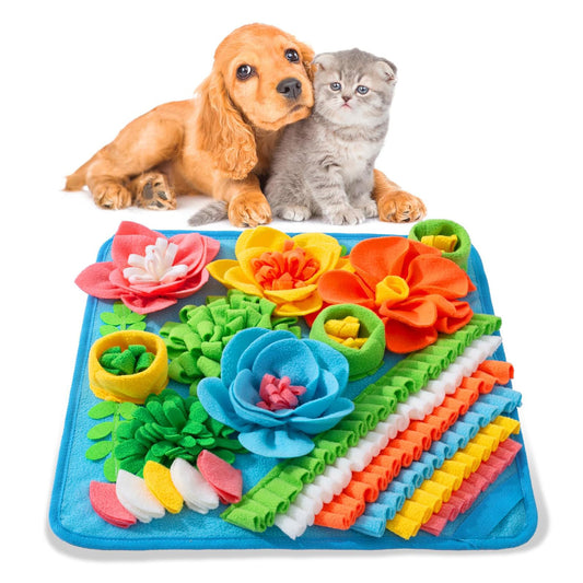 Blue 39X39CM Interactive Fleece Dog Sniffing Mat & Slow Feeder - Stress Relief IQ Training Scent Foraging V888-ELOSUNG45452