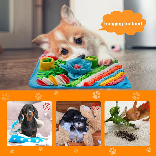 Blue 39X39CM Interactive Fleece Dog Sniffing Mat & Slow Feeder - Stress Relief IQ Training Scent Foraging V888-ELOSUNG45452