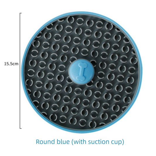 Blue Interactive Pet Slow Feeder & 3D Textured Oral Cleanner - 3-in-1 Mounting Durable TPR Lick Mat for Dogs V888-ELOSUNG45457