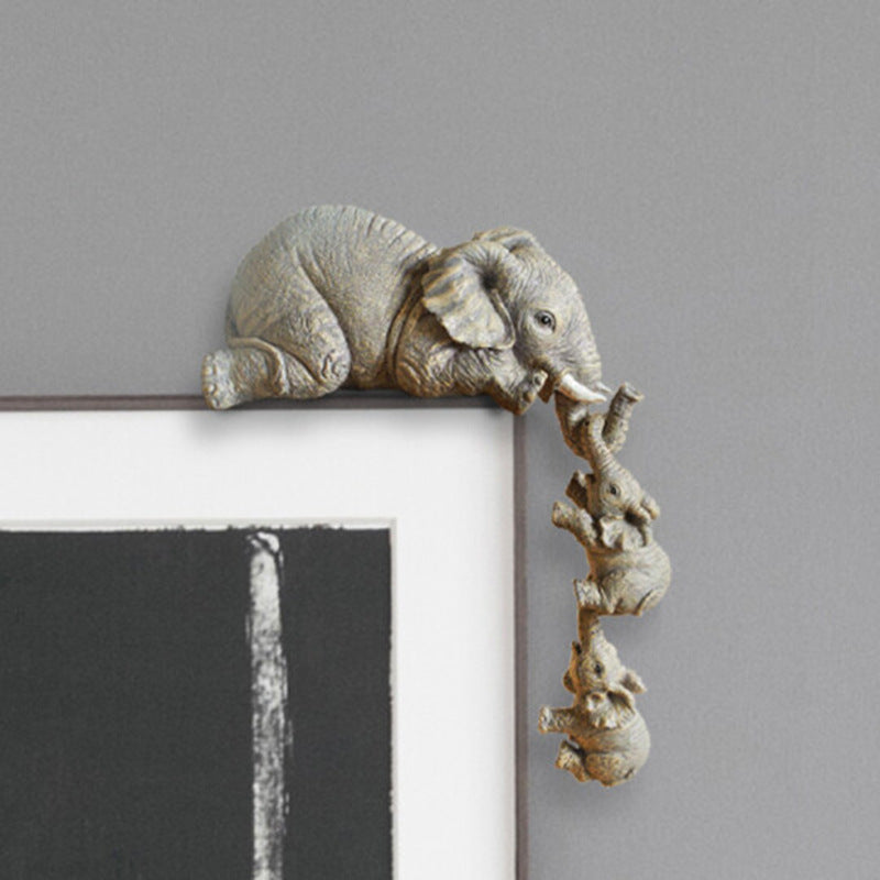 3-Piece Cute Mother Child Elephant Figurine Set - Stackable Resin Home Office Decor for Longevity Luck V888-ELOSUNG45470