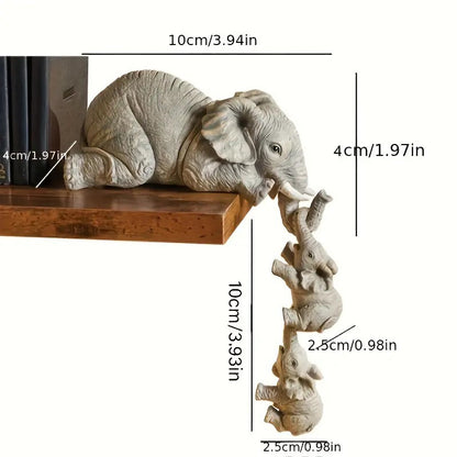 3-Piece Cute Mother Child Elephant Figurine Set - Stackable Resin Home Office Decor for Longevity Luck V888-ELOSUNG45470
