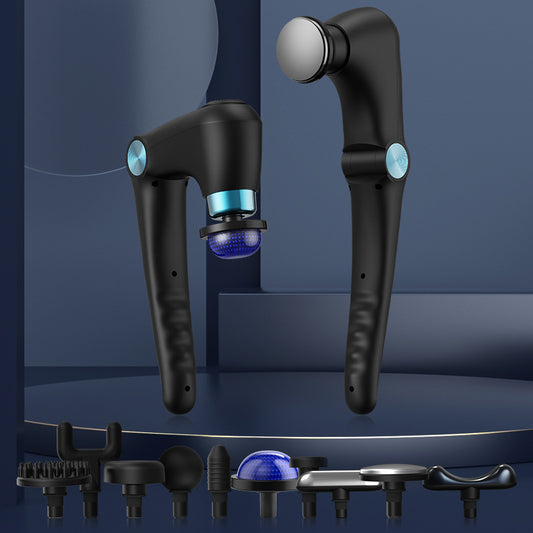 Black-Blue Foldable Percussion Massage Gun with Hot Cold Compress & 10 Heads - 9 Speed Levels and High V888-ELOSUNG45489