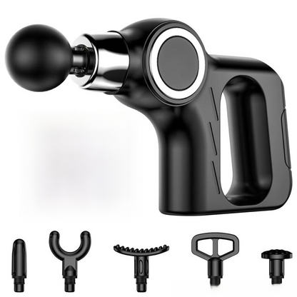 Black Portable Mini Triangle Massage Gun with 6 Heads & 6 Speed Setting - High Frequency Muscle Stimulator V888-ELOSUNG45491