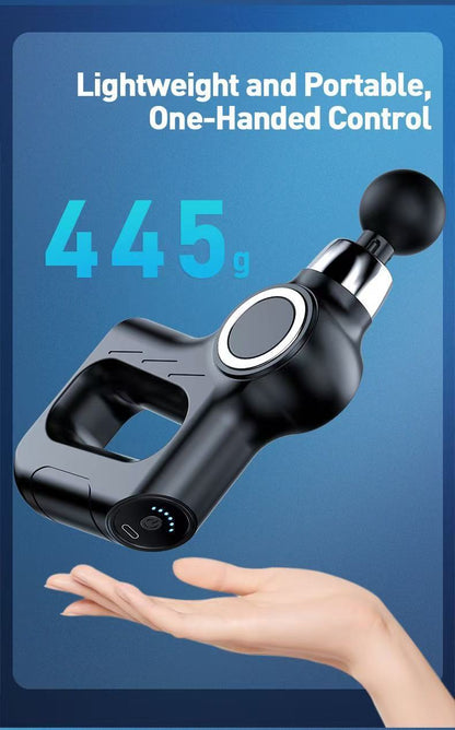 Grey Portable Mini Triangle Massage Gun with 6 Heads & 6 Speed Setting - High Frequency Muscle Stimulator for V888-ELOSUNG45496
