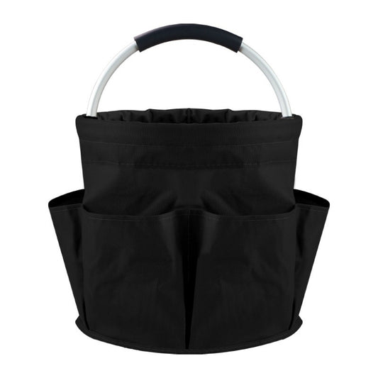 Black Foldable Oxford Cloth Round Picnic Basket with Padded Metal Handle - 6 Pocket Large Capacity Storage V888-ELOSUNG45505