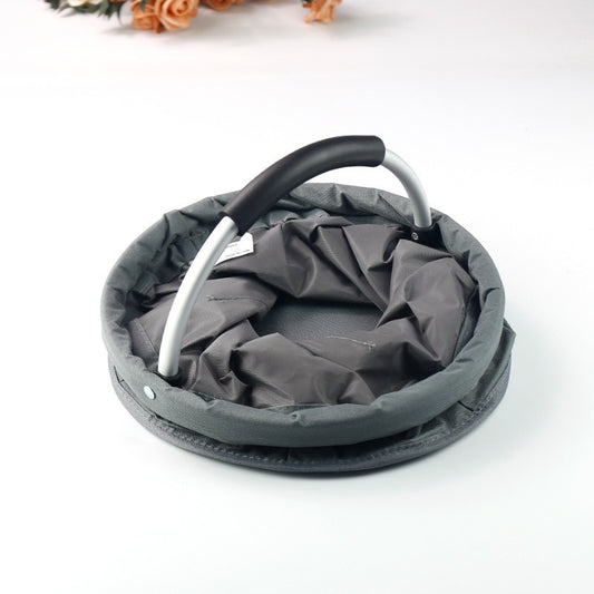 Black Foldable Oxford Cloth Round Picnic Basket with Padded Metal Handle - 6 Pocket Large Capacity Storage V888-ELOSUNG45505