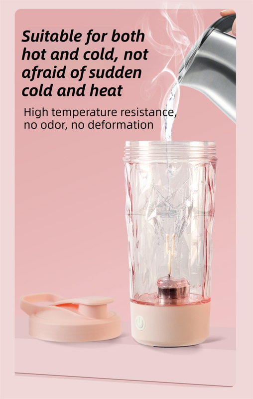 500ML Pink Portable Diamond Electric Shaker - Strong Vortex Stirring, Dual Temperature Endurance & V888-ELOSUNG45509
