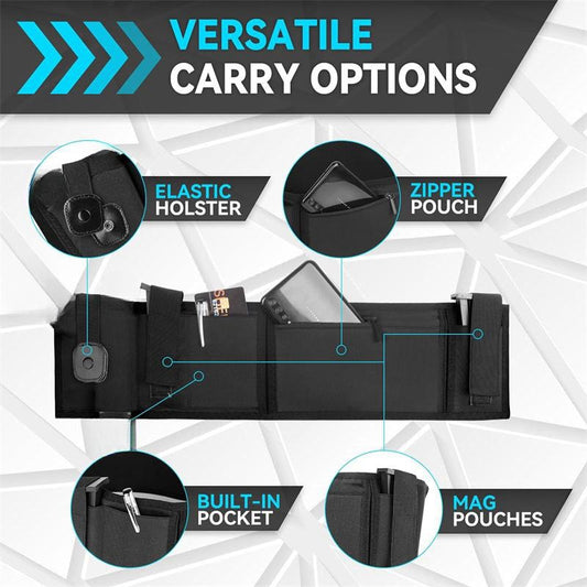 Black Multi-Functional Concealed Tactical Belly Band with Muti-Pouch and Holster - 50 inch Breathable Carry V888-ELOSUNG45514