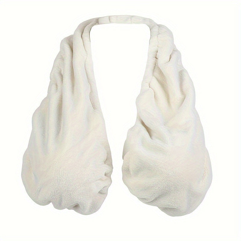 White Breathable Wool Towel Bra with Supportive Anti-Chafe Deisgn - Sweat-Wicking Halter Neck Lounge Bralette V888-ELOSUNG45522