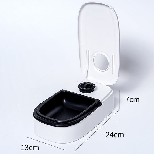 Black Silent Automatic Pet Single Meal Dispenser with Rotary Buckle - Longest 48H Scheduled and Long Battery V888-ELOSUNG45544