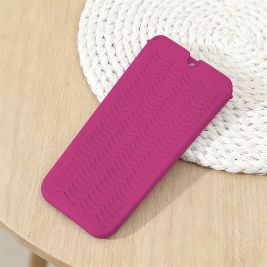 Rose-Red 2-in-1 Silicone Wave Anti-Scalding Mat & Pouch for Hair Tools (2-Pack) - Travel-Ready Heat-Resistant V888-ELOSUNG45549