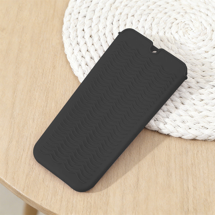 Black 2-in-1 Silicone Wave Anti-Scalding Mat & Pouch for Hair Tools (2-Pack) - Travel-Ready Heat-Resistant V888-ELOSUNG45550