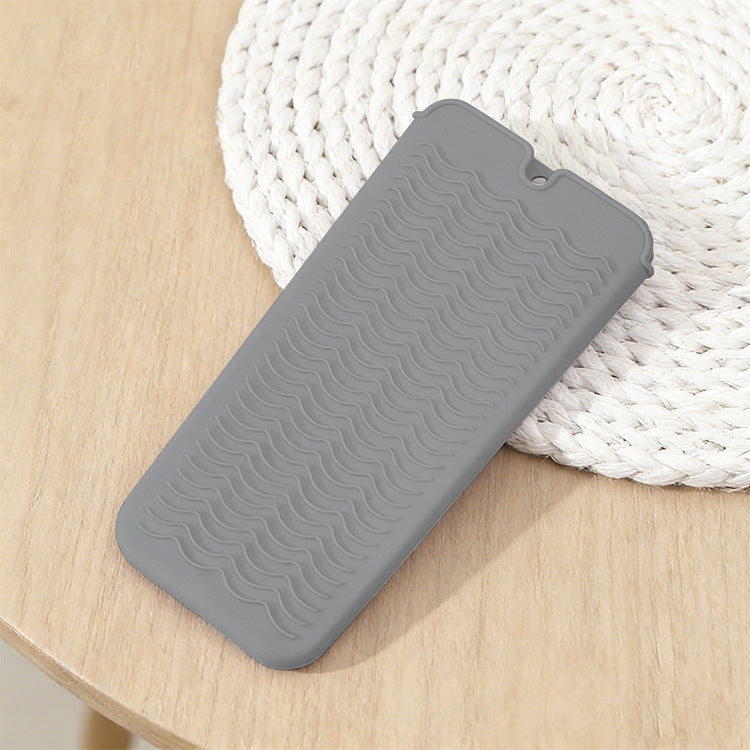 Grey 2-in-1 Silicone Wave Anti-Scalding Mat & Pouch for Hair Tools (2-Pack) - Travel-Ready Heat-Resistant V888-ELOSUNG45551