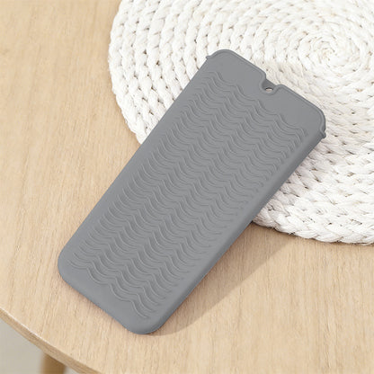 Grey 2-in-1 Silicone Wave Anti-Scalding Mat & Pouch for Hair Tools (2-Pack) - Travel-Ready Heat-Resistant V888-ELOSUNG45551