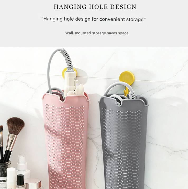 Grey 2-in-1 Silicone Wave Anti-Scalding Mat & Pouch for Hair Tools (2-Pack) - Travel-Ready Heat-Resistant V888-ELOSUNG45551