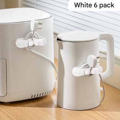 6-Piece White Flexible Silicone Cord Organizer for Curved & Flat Appliance - Drill-Free Tangle-Free Cable V888-ELOSUNG45557