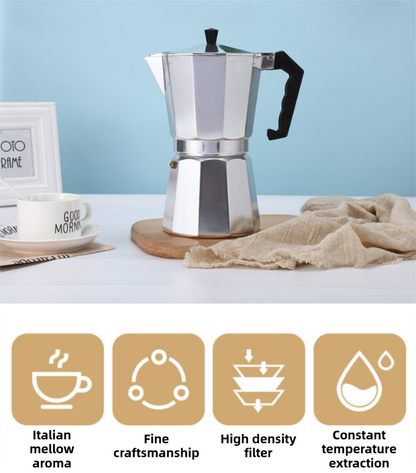 450ML Premium Octagonal High Pressure Moka Pot - Classic Italian Aluminum Coffee Maker for Rich Espresso V888-ELOSUNG45565