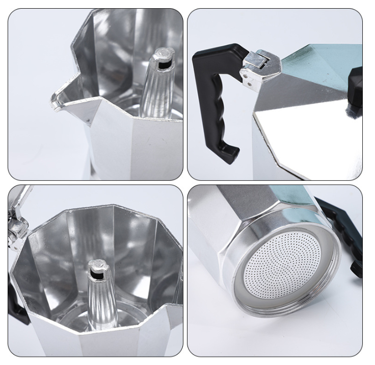 450ML Premium Octagonal High Pressure Moka Pot - Classic Italian Aluminum Coffee Maker for Rich Espresso V888-ELOSUNG45565
