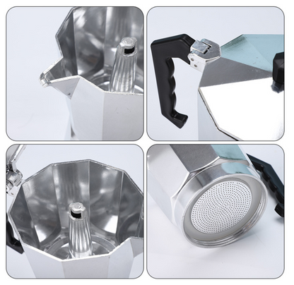 450ML Premium Octagonal High Pressure Moka Pot - Classic Italian Aluminum Coffee Maker for Rich Espresso V888-ELOSUNG45565