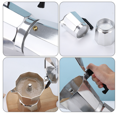 450ML Premium Octagonal High Pressure Moka Pot - Classic Italian Aluminum Coffee Maker for Rich Espresso V888-ELOSUNG45565