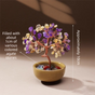 Natural Yellow-Purple Crystal Money Tree with Agate Basin & Adjustable Wire Branches - Desktop Feng Shui V888-ELOSUNG45568