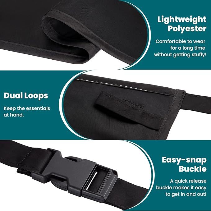 Black 10-Pocket Multi-Purpose Half-Body Utility Apron - Heavy-Duty Organizer Belt for Gardening, Makeup & V888-ELOSUNG45586