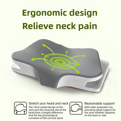 Blue Breathable Butterfly Contoured Memory Foam Pillow - Dual-Height Orthopedic Neck Pillow with 5-Zone V888-ELOSUNG45589