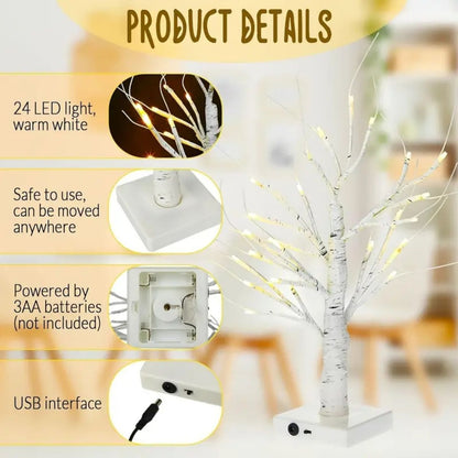 24 LEDS Birch Tree Lamp with Bendable Branches Style - Warm White Romantic Decorative Night Light Decor V888-ELOSUNG45591