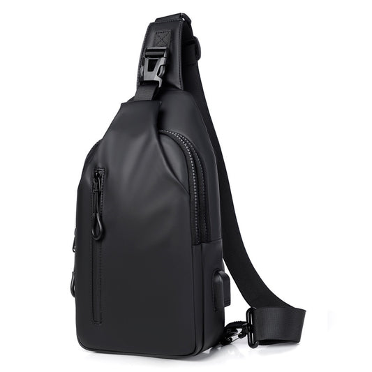 Black Water / Wrinkle-Resistant Nylon Men's Tactical Chest Bag with USB Charging Port - 4 Layer Large V888-ELOSUNG45596
