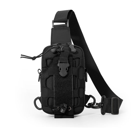 Black Outdoor Tactical Water Bottle Chest Bag - High-Capacity Phone Pouch with Expansion System for Cycling V888-ELOSUNG45602