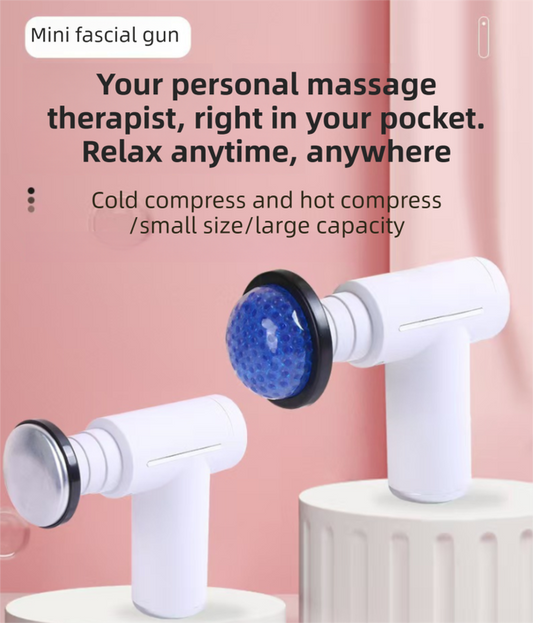 Black Lightweight Mini Hot Cold Massage Gun with 6 Heads - 6 Intensity Dual Thermal Therapy Muscle Reliever V888-ELOSUNG45609